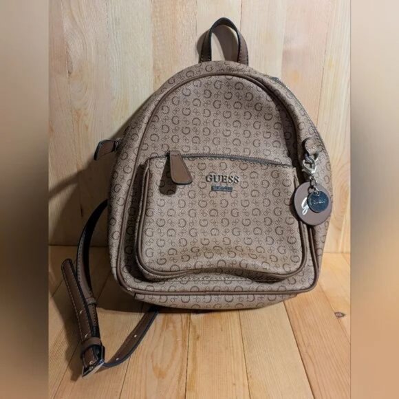 Guess Brown Monogram Pattern Mini Backpack - Picture 8 of 8